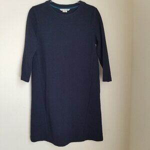 BODEN Women's Size 8L Navy Blue Ribbed Cotton Ottoman Pullover Dress Office Work
